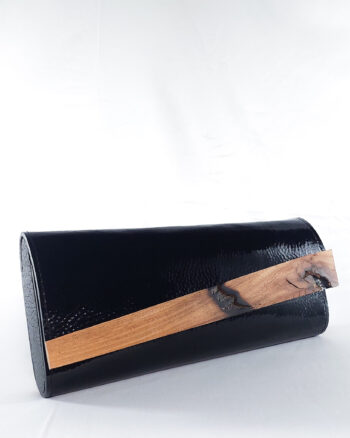 TEXTURED GLOSSY BLACK DZIFA CLUTCH