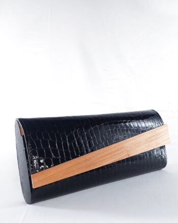 GLOSSY BLACK CROC DZIFA CLUTCH