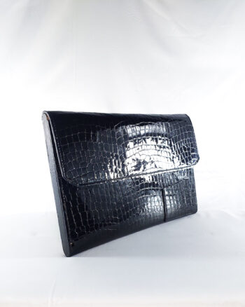 ASANTE MINI LAPTOP/DOCUMENT SLEEVE IN BLACK CROC