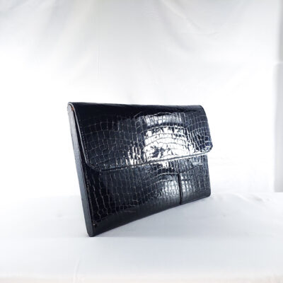 ASANTE MINI LAPTOP/DOCUMENT SLEEVE IN BLACK CROC