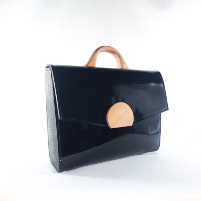 ABA BRIEF BAG IN BLACK PATENT LEATHER