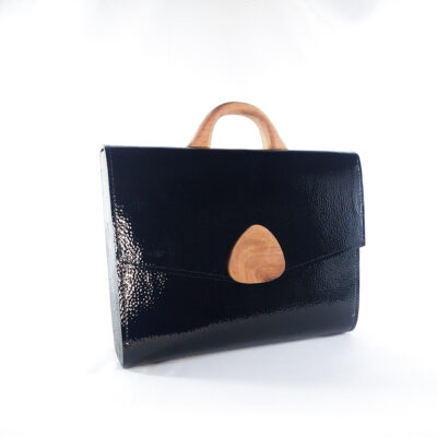 ABA BRIEF BAG IN TEXTURED GLOSSY BLACK