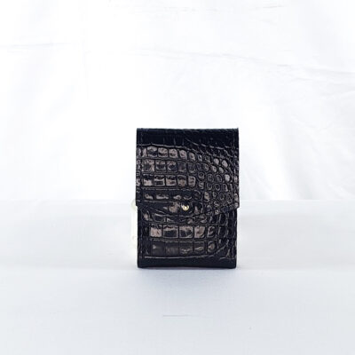 TEXTURED GLOSSY BLACK CROC CARD SLIP