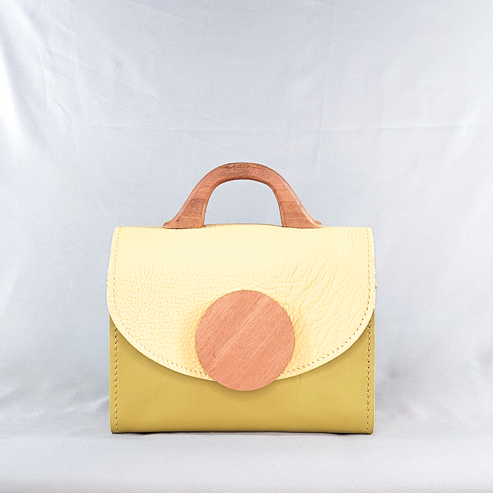TEXTURED YELLOW AND GREEN KONAMA TOP HANDLE BAG
