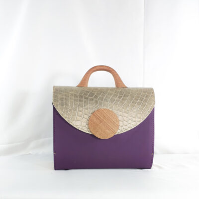 PURPLE AND GOLD CROC AFUA MAXI-CHIC TOP HANDLE BAG
