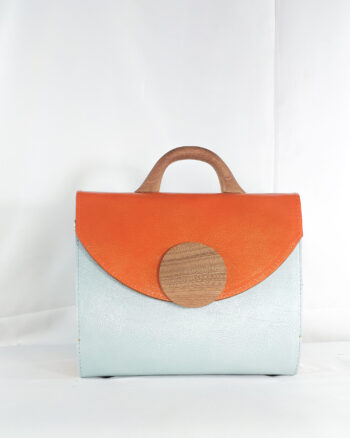 ICE BLUE AND ORANGE AFUA MAXI-CHIC TOP HANDLE BAG