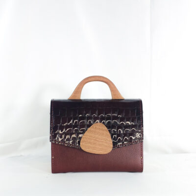 SAARA TOP HANDLE BAG IN BURGUNDY TWO-TONE
