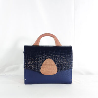 SAARA TOP HANDLE BAG IN BLUE TWO-TONE