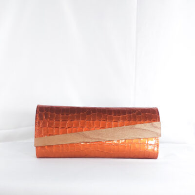DZIFA MAXI CLUTCH IN DARK ORANGE