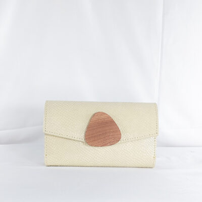 NANA AMA MEDIUM CLUTCH IN IVORY SNAKESKIN