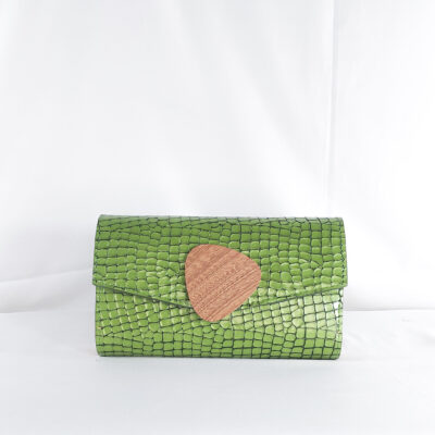 NANA AMA MEDIUM CLUTCH IN GREEN CROC